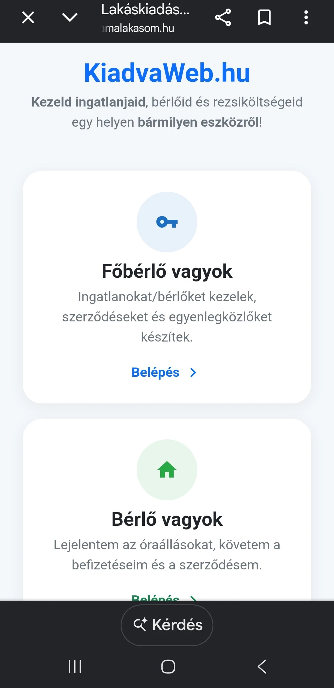 Bökj a jobb felső három pötty ikonra
