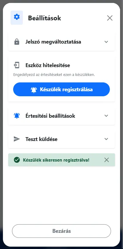 Készülék regisztrálása