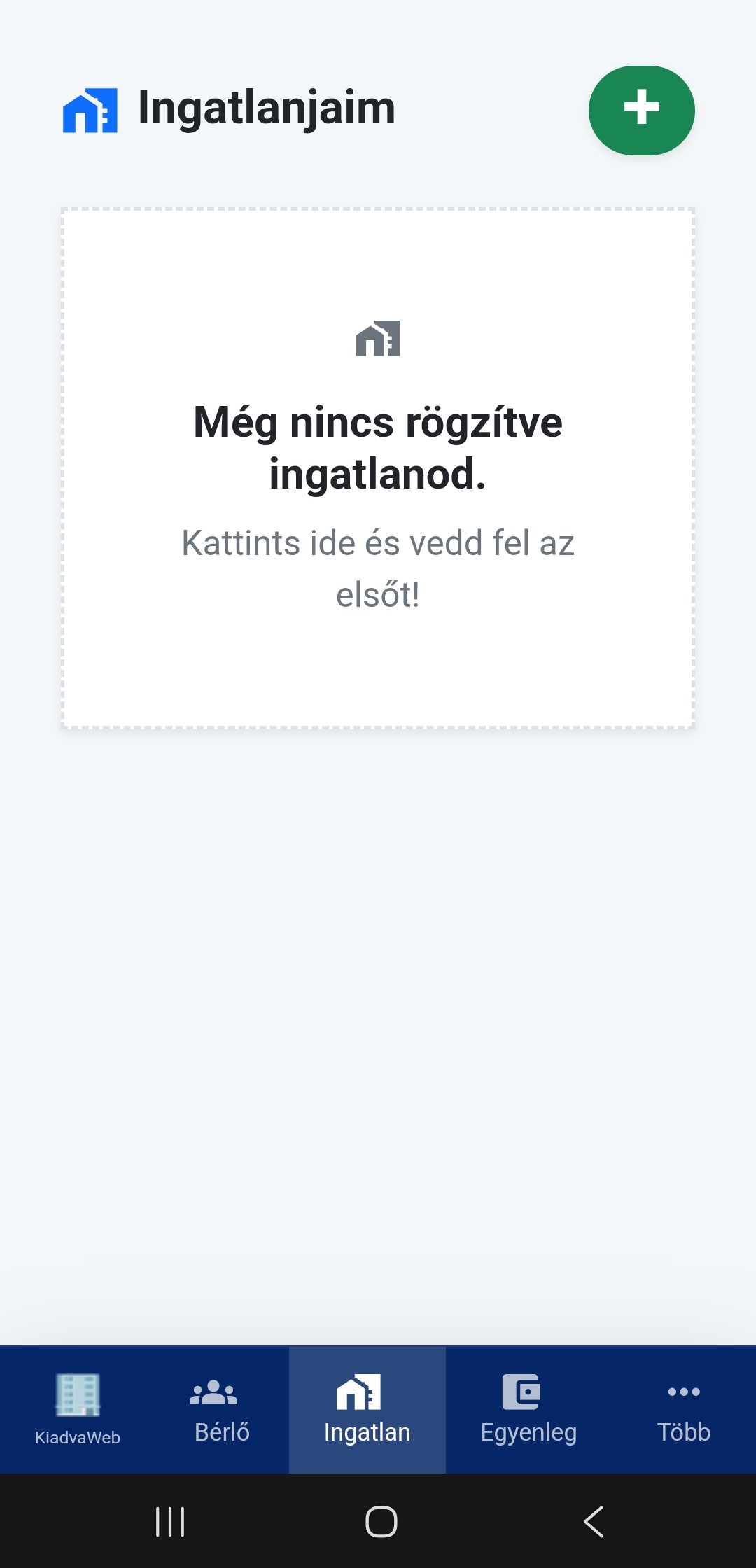 Új ingatlan felület mobil nézetben