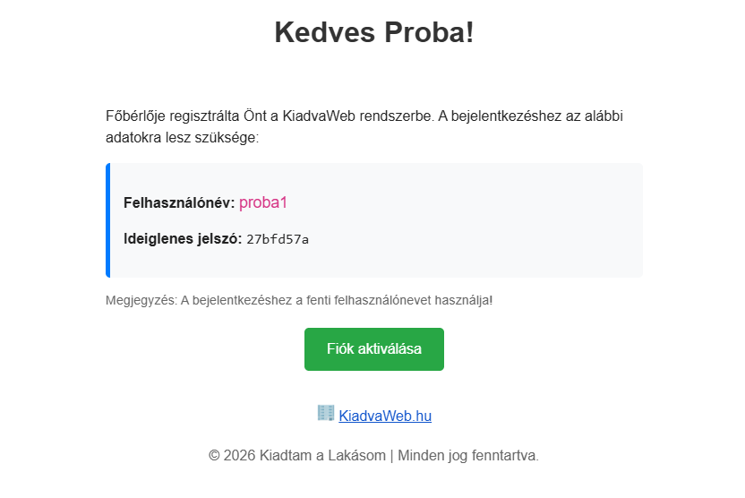 Elküldött meghívó asztali nézetben