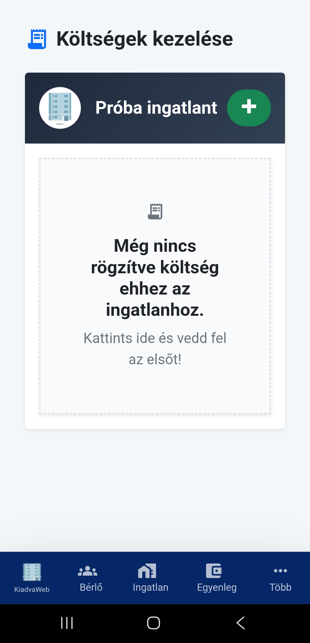 Új költség felület mobil nézetben