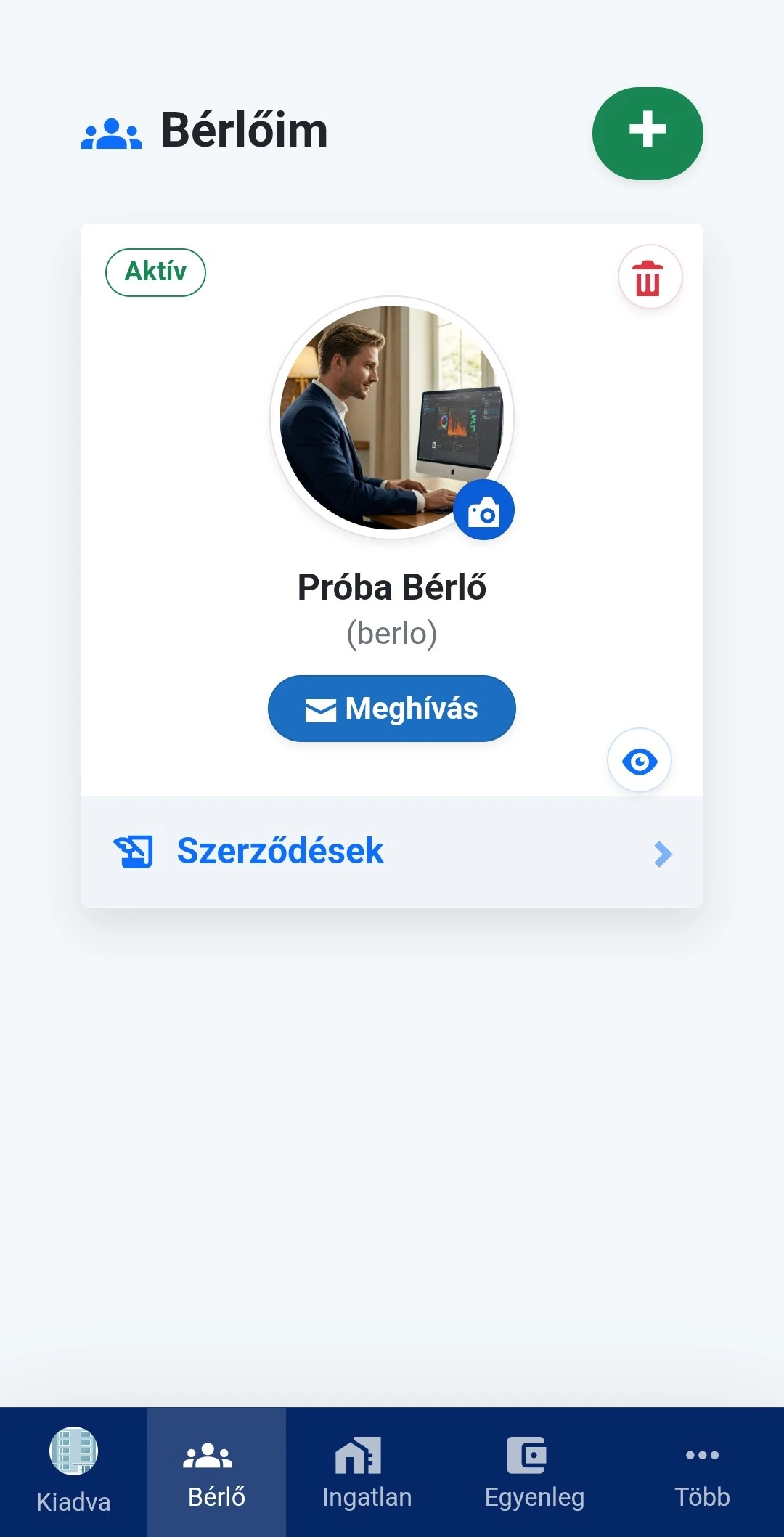 Bérlő rögzítése